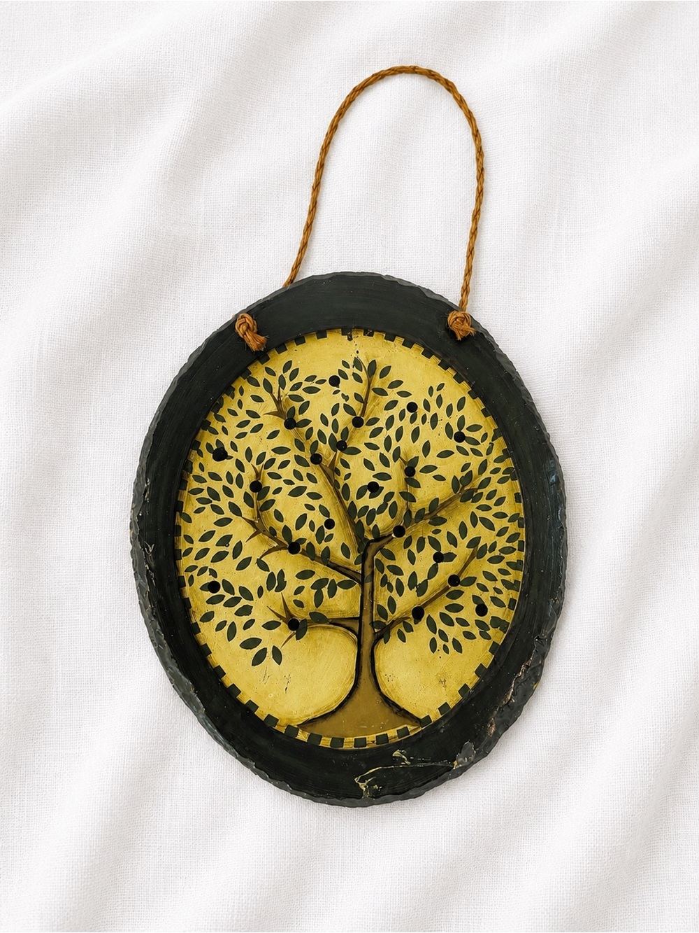 Oval Tree Wall Hanging - Black & Mustard